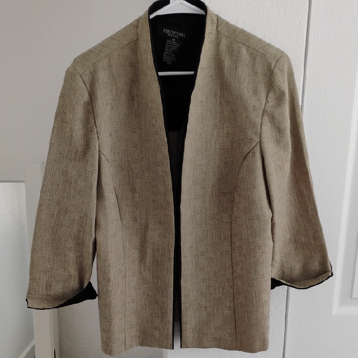 Perceptions Beige Open-Front Jacket